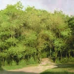 Pădurea de la Rîşcanovca, Chişinău, 2003, ţesătură pe carton, ulei, 202x302 mm